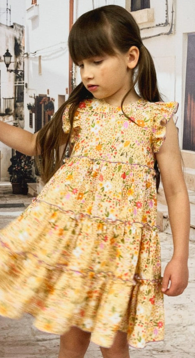Hebe Yellow Flower Dress