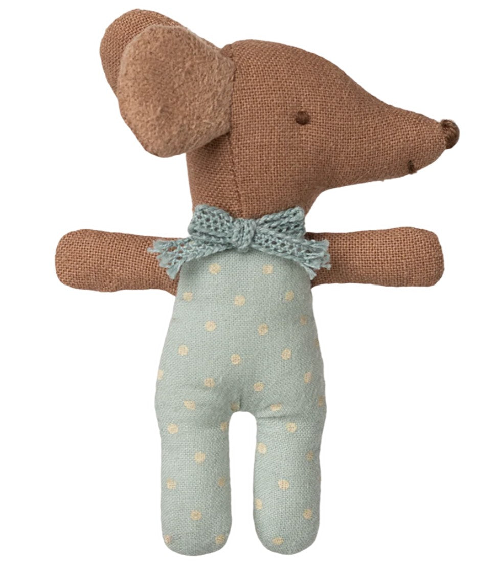 Maileg Sleepy Wakey Baby Mouse Blue
