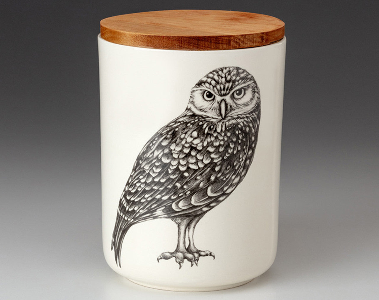 Laura Zindel Medium Canister with Lid: Burrowing Owl
