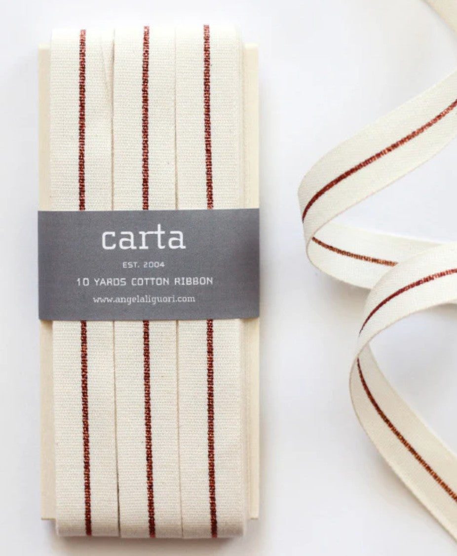 Studio Carta Metallic Line Ribbon Wood Paddle, Natural/Red