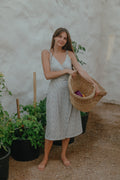 Tiny Bunny Muslin Wrap Dress Blue Flowers