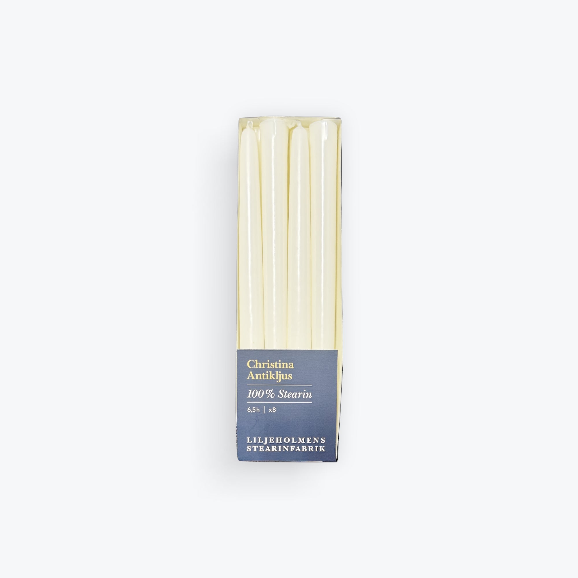 Liljeholmens Stearinfabrik Christina Antique Taper Candles, 10", Pack of 8, White