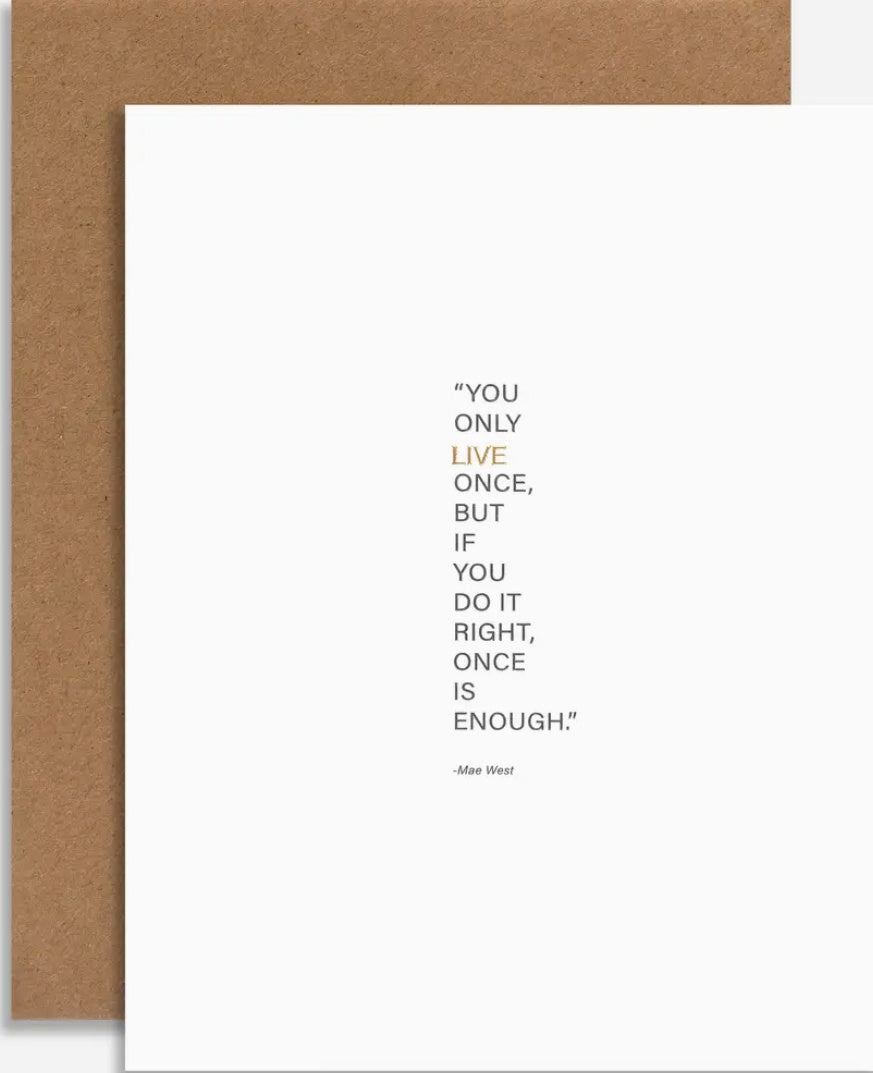 Souvenir You Only Live Once Card