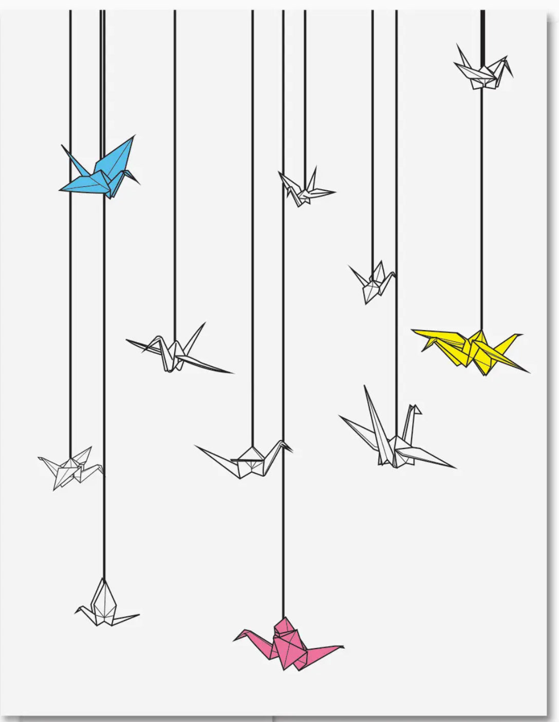 Quick Brown Fox Paper Cranes Card