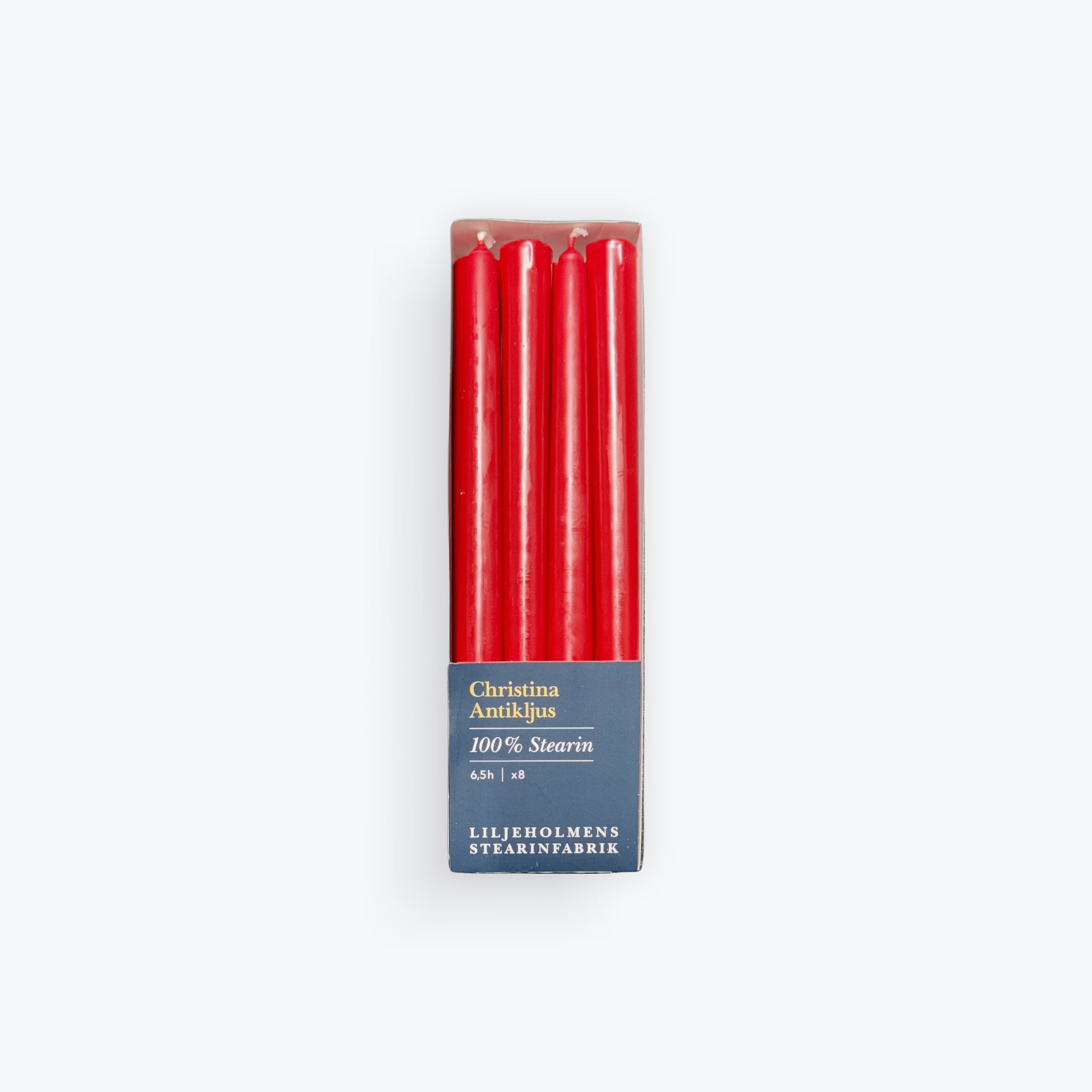 Liljeholmens Stearinfabrik Christina Antique Taper Candles, 10", Pack of 8, Red