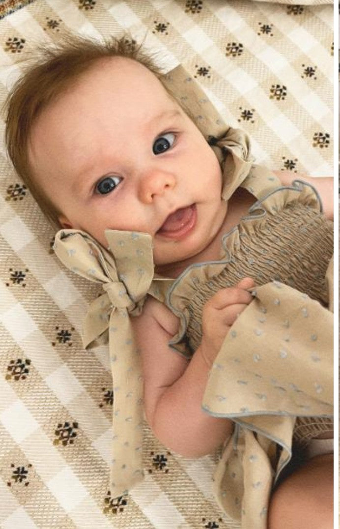 Hebe Dress with Light Taupe Plumetis