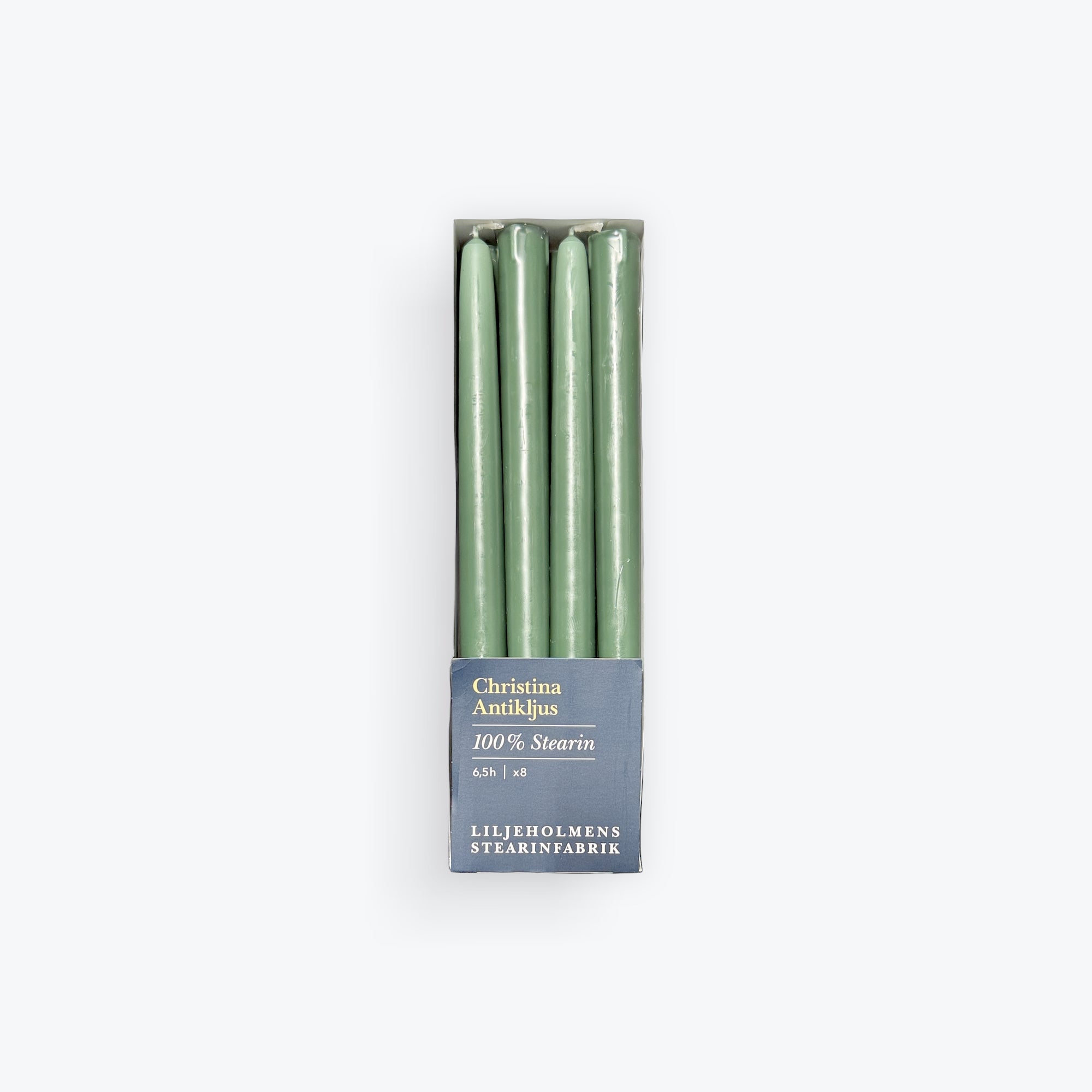 Liljeholmens Stearinfabrik Christina Antique Taper Candles, 10", Pack of 8, Green