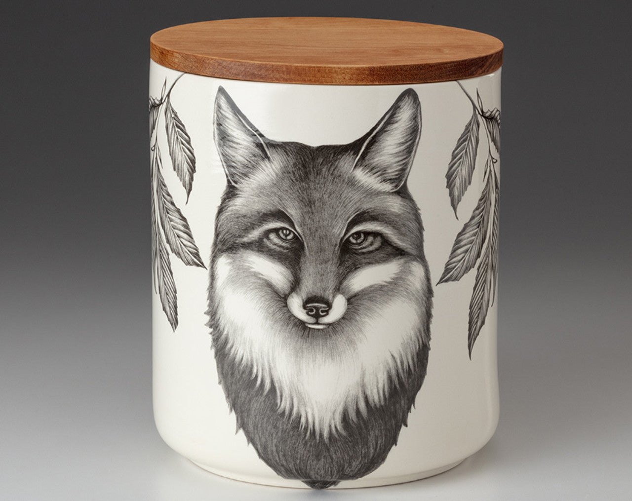 Laura Zindel Large Canister with Lid: Fox Portrait