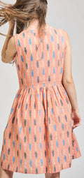 Mata Traders Kerala Placket Dress Peach Ikat