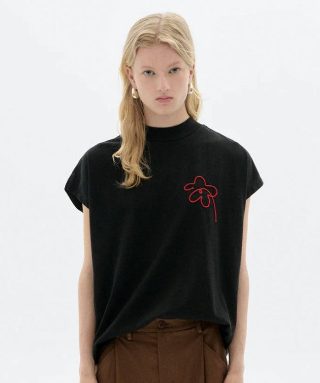 Thinking Mu Flower Cord Black Tee