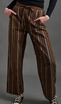 Mata Traders Emmy Drawstring Pant Chocolate Stripe