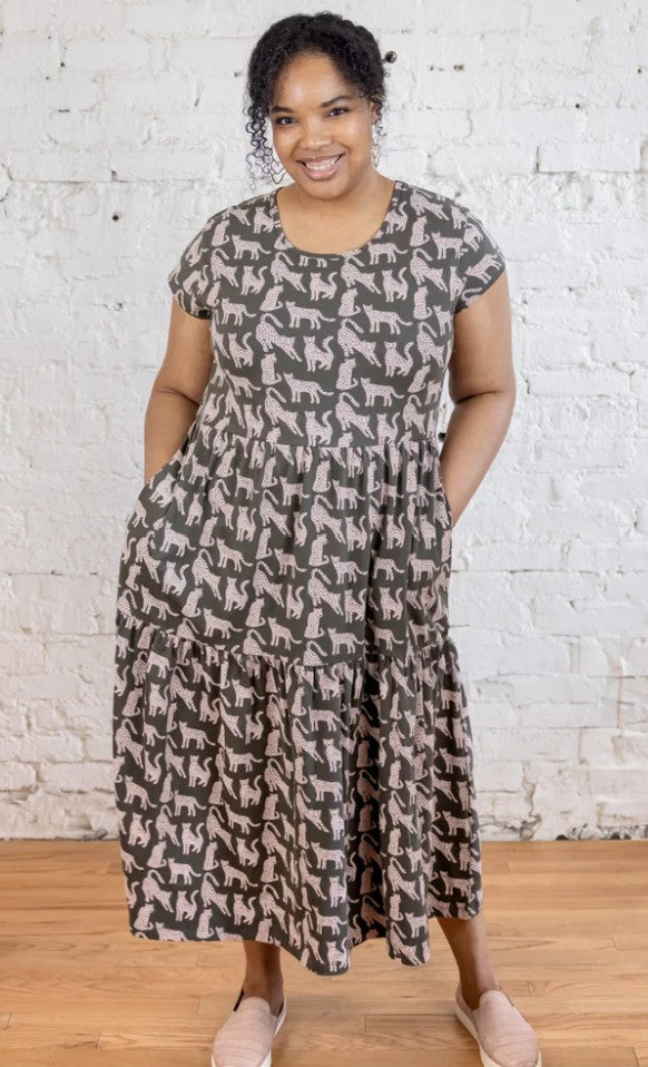 Mata Traders Jersey Dress Leopard Green