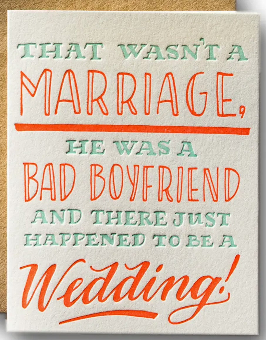 Ladyfingers Letterpress Divorce Bad Boyfriend