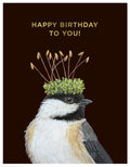 Hester & Cook Birthday Chickadee Card Gold Foil