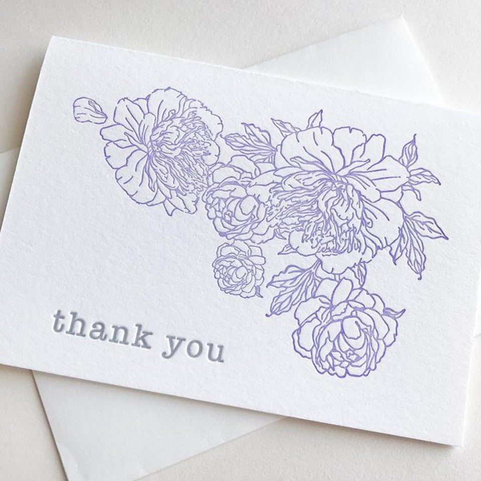Steel Petal Press Lavender Peony Thank You Cards (Box of 6)