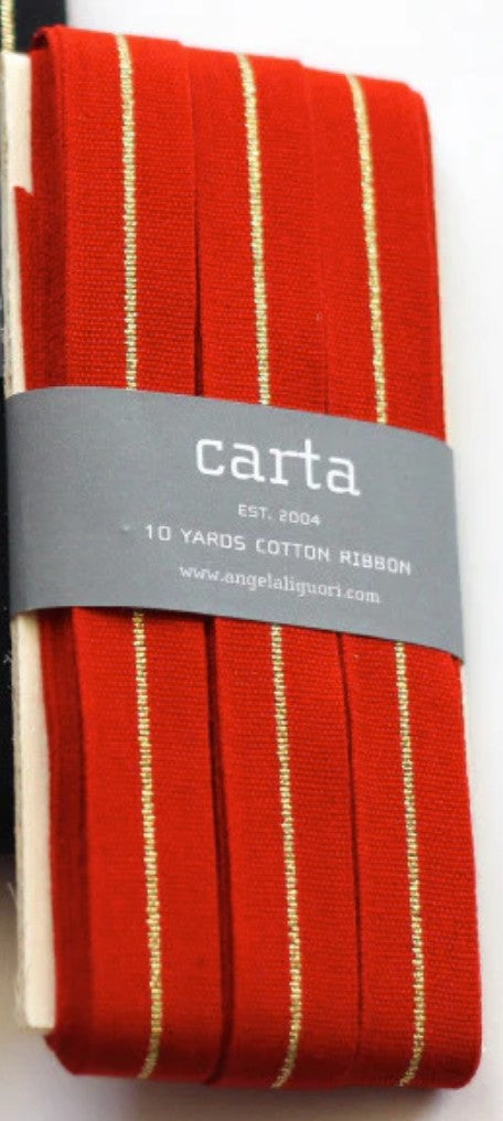 Studio Carta Metallic Line Ribbon Wood Paddle, Red/Gold