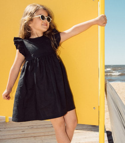 Hebe Black Linen Dress
