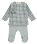 babyclic Jacket and Footed Pants Checks Blue