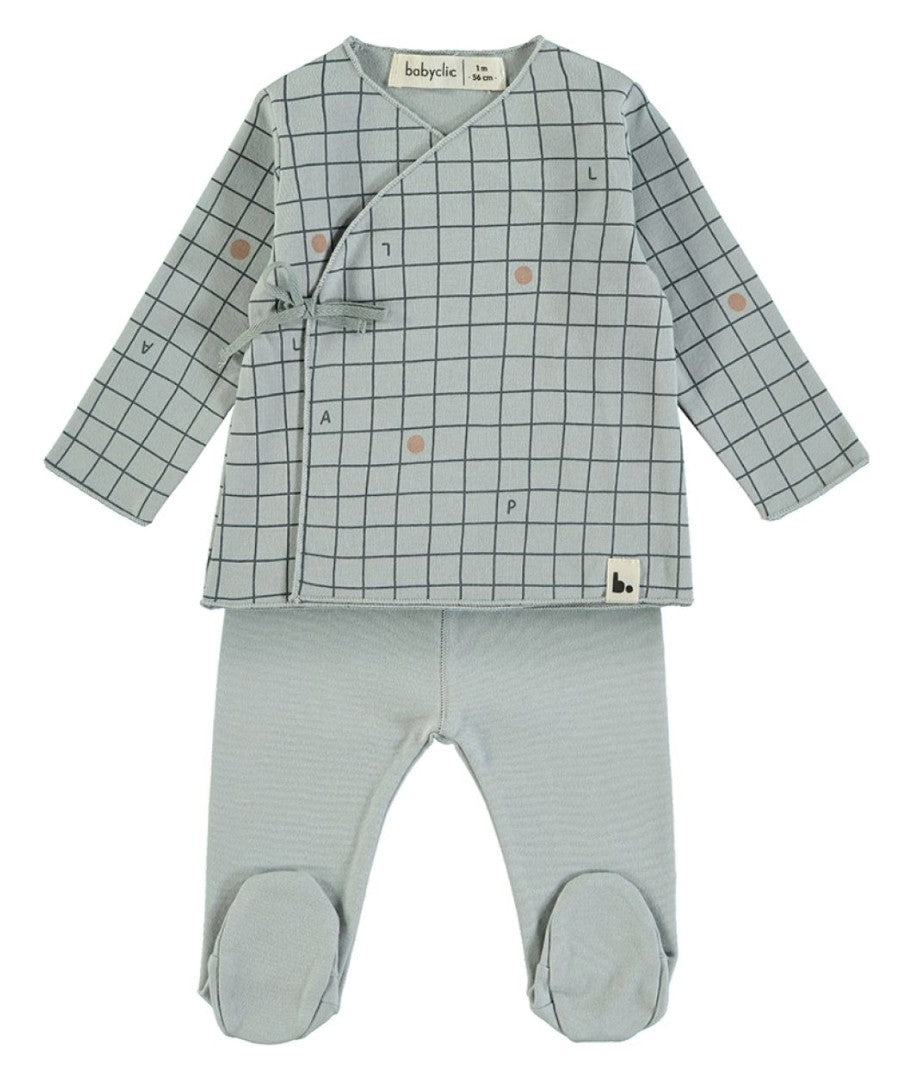 babyclic Jacket and Footed Pants Checks Blue