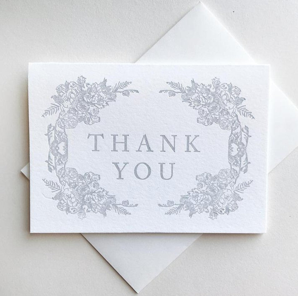 Steel Petal Press Grey Floral Thank You Cards (Box of 6)