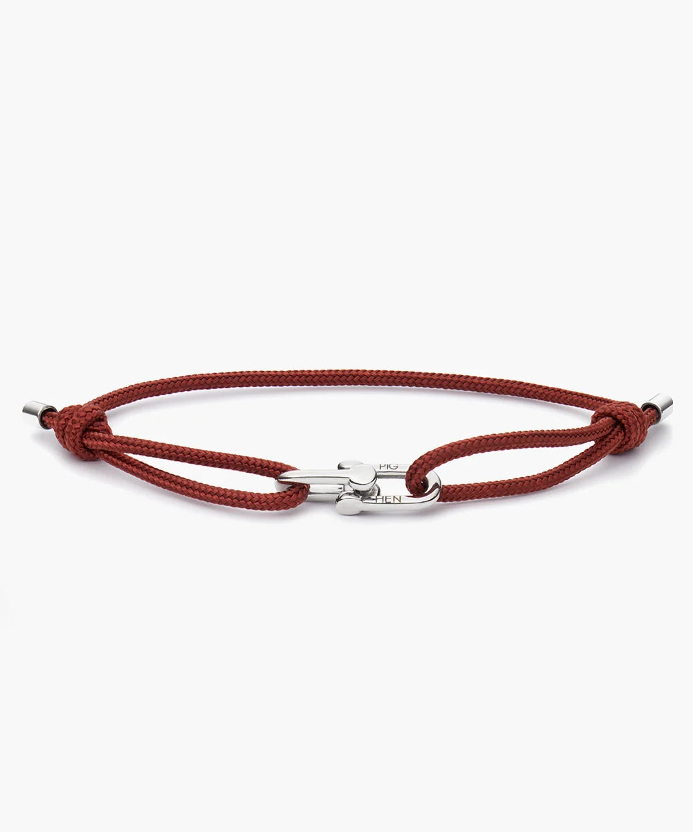 Pig and Hen Daunting Dean Velvet Red Silver Bracelet