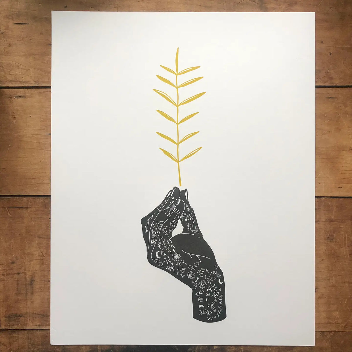 Ratbee Hand with Yellow Branch Print