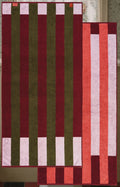 Typical Offset Stripe: Petal Pink, Cabernet Burgundy, Moss Green Bath Towel