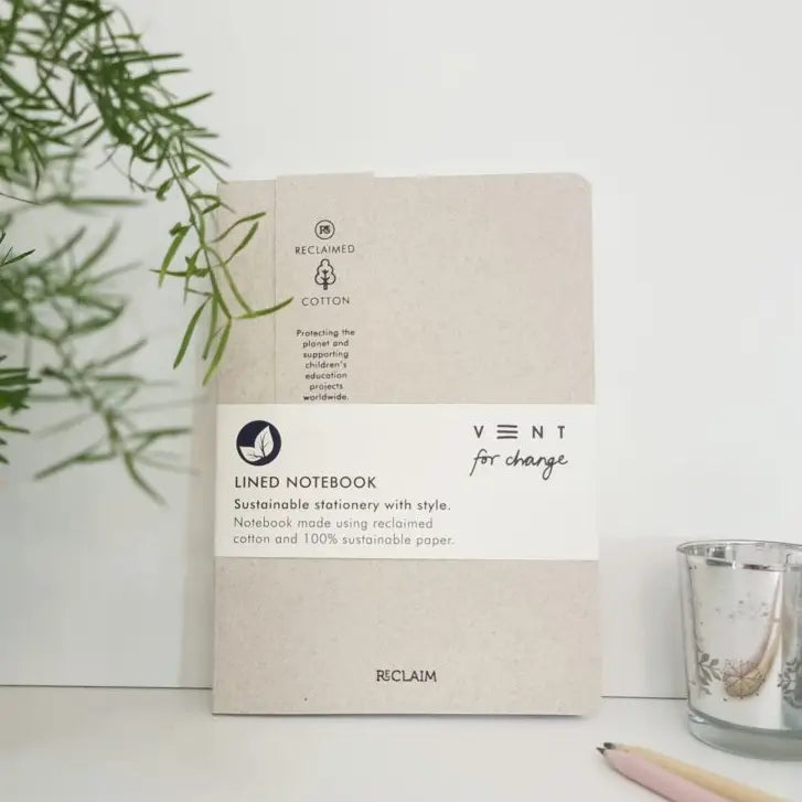 Vent for Change A5 Reclaimed Cotton Notebook, Pearl