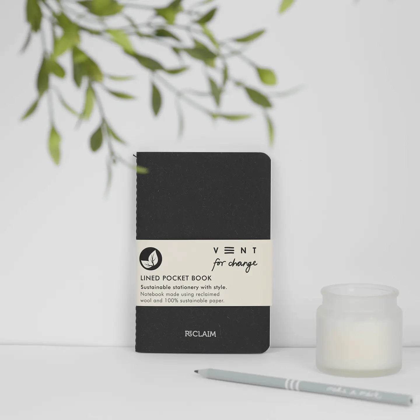 Vent for Change A6 Reclaimed Wool Notebook, Black